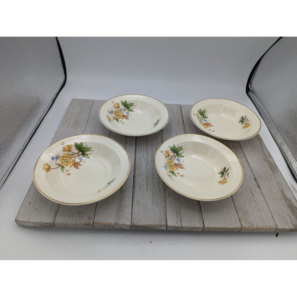 Vintage Set 4 Taylor Smith Taylor Dessert Bowl 5 3/8" Yellow Buttercups TST237